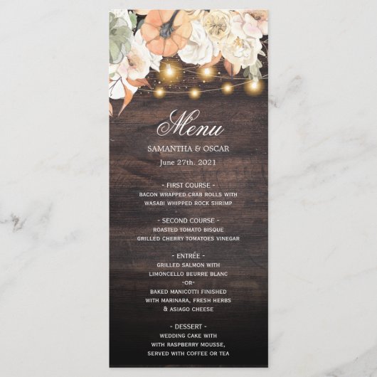  bloemen en pompoenherfst menu (Voorkant)