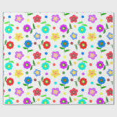 Bloemen en Poolse stippen Cadeaupapier (Vlak)