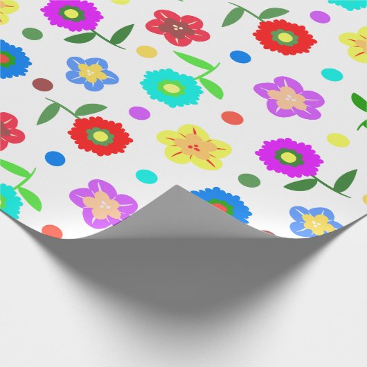 Bloemen en Poolse stippen Cadeaupapier (Hoek)