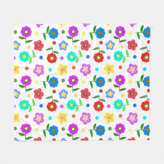 Bloemen en Poolse stippen Fleece Deken (Voorkant (Horizontaal))