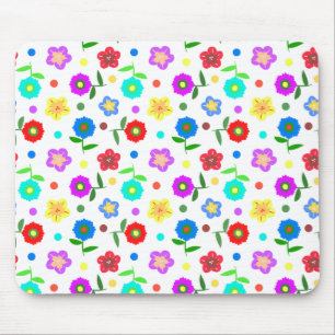 Bloemen en Poolse stippen Muismat