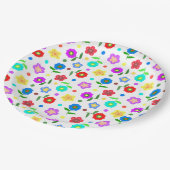 Bloemen en Poolse stippen Papieren Bordje (Gekanteld)