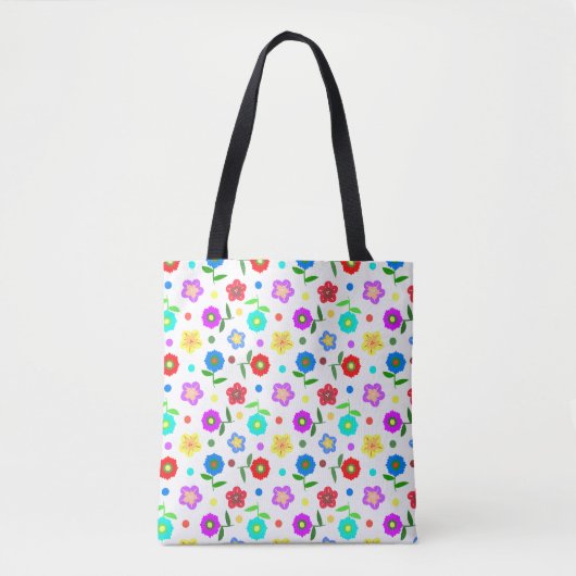 Bloemen en Poolse stippen Tote Bag (Voorkant)