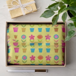 Bloemen en potten op een zonnige dag tissuepapier