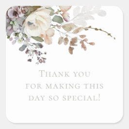 Bloemen en Prosecco Bedankt Bloemstuk Bruidsbruilo Vierkante Sticker