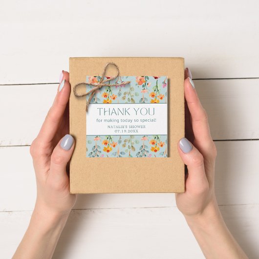 Bloemen en Prosecco Blauw Bloemige Bruidsdouche Bedankjes Labels