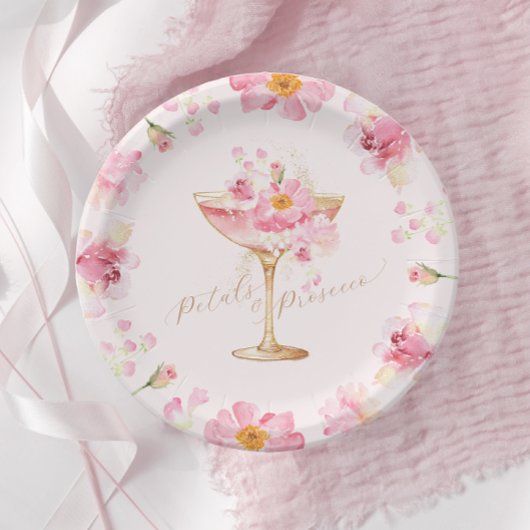 Bloemen en Prosecco Bloemachtige Bruidsdouche Papieren Bordje