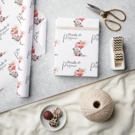 Bloemen en Prosecco Bloemige Bruids-Shower Brunch Cadeaupapier (Crafts)