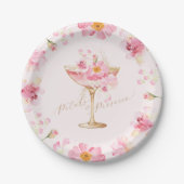 Bloemen en Prosecco Bloemige Bruidsdouche Papieren Bordje (Voorkant)