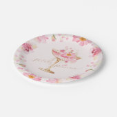 Bloemen en Prosecco Bloemige Bruidsdouche Papieren Bordje (Gekanteld)