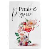 Bloemen en Prosecco Bloemige Bruiloftsdag Brunch Medium Cadeauzakje (Achterkant)