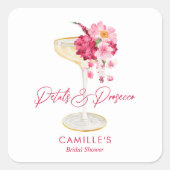 Bloemen en Prosecco Bloemige Bruiloftsfeest Favor Vierkante Sticker (Voorkant)