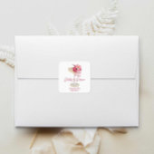 Bloemen en Prosecco Bloemige Bruiloftsfeest Favor Vierkante Sticker