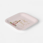 Bloemen en Prosecco Bloemrijke Elegante Bruidsdouc Papieren Bordje (Gebogen)