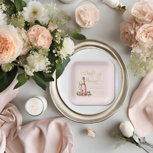 Bloemen en Prosecco Bloemrijke Elegante Bruidsdouc Papieren Bordje