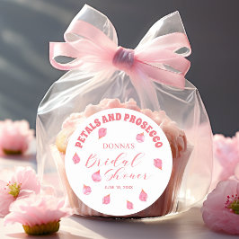 Bloemen en Prosecco Blush Bruidsuitnodiging Ronde Sticker