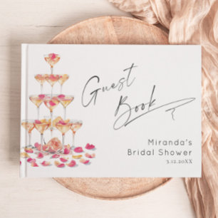 Bloemen en Prosecco Bruids douche Heet roze Gastenboek