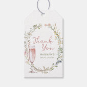 Bloemen en Prosecco Bruidsbruiloft Dank Je Cadeaulabel (Voorkant)