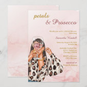 Bloemen en Prosecco Bruidsdouche Kaart (Voorkant / Achterkant)