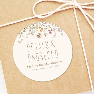 Bloemen en Prosecco Bruidsdouche met Wilde Bloemen Ronde Sticker