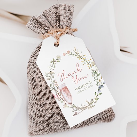 Bloemen en Prosecco Bruidsfeest Bedankt Cadeaulabel