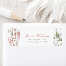 Bloemen en Prosecco Bruidsfeest Retouradres Etiket