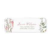 Bloemen en Prosecco Bruidsfeest Retouradres Etiket (Voorkant)