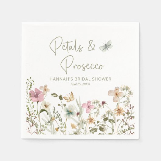 Bloemen en Prosecco Bruidsmeisjesborrel Servet (Voorkant)