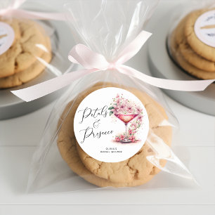 Bloemen en Prosecco Bruiloftsfeest Favor Ronde Sticker