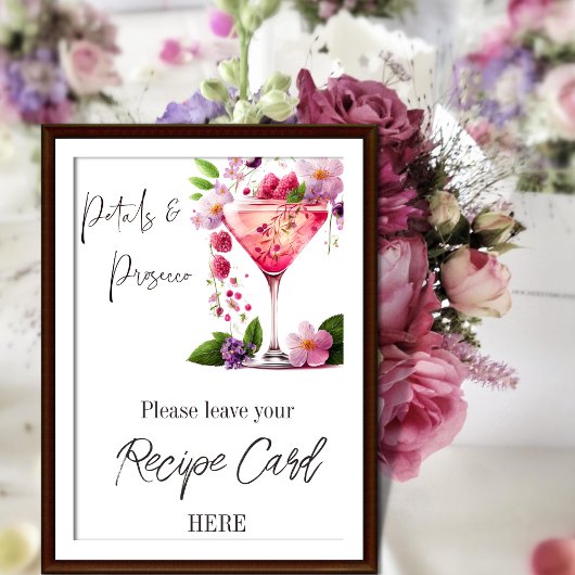Bloemen en Prosecco Bruiloftsreceptie Poster