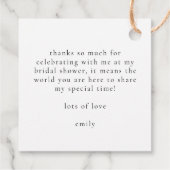 Bloemen en Prosecco Elegant Script Bruiloftsborrel Bedankjes Labels (Achterkant)