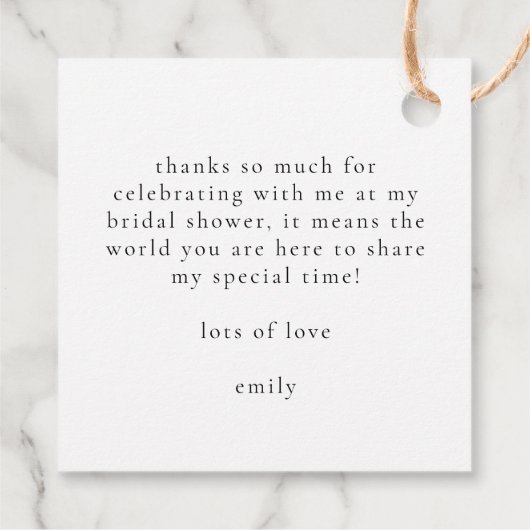 Bloemen en Prosecco Elegante Script Bruiloft Feest Bedankjes Labels (Achterkant)