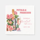 Bloemen en Prosecco Fles en Rozen Bruidsdiner Servet (Voorkant)