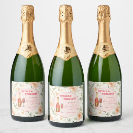 Bloemen en Prosecco Gouden Bloem Bruidsdiner Sparkling Wijnetiket