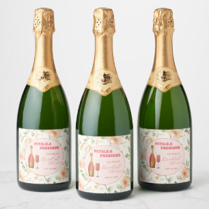 Bloemen en Prosecco Gouden Bloem Bruidsdouche Sparkling Wijnetiket