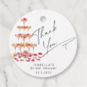 Bloemen en Prosecco Heet roze Bruiloft Bedankt Bedankjes Labels (Voorkant)