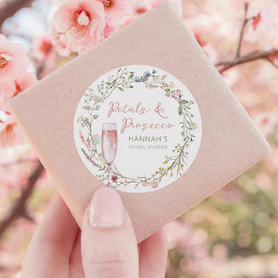 Bloemen en Prosecco Huwelijksfeest Favor  Ronde Sticker
