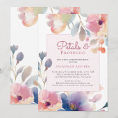 Bloemen en Prosecco Koppels Bruidsfeest Kaart (Voorkant / Achterkant)