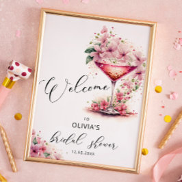 Bloemen en Prosecco Roze Bloemrijke Bruiloft Welko Poster