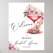 Bloemen en Prosecco Roze Bloemrijke Bruiloft Welko Poster (Voorkant)