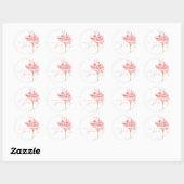 Bloemen en Prosecco Roze Bruidsdiner Ronde Sticker (Vel)