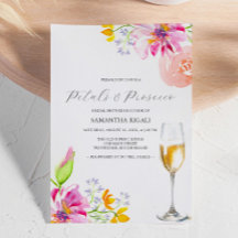 Bloemen en Prosecco Roze Bruidsuitnodigingen
