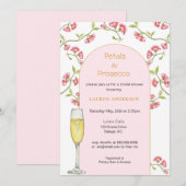 Bloemen en Prosecco Roze & Gouden Bruidsdouche Kaart (Voorkant / Achterkant)