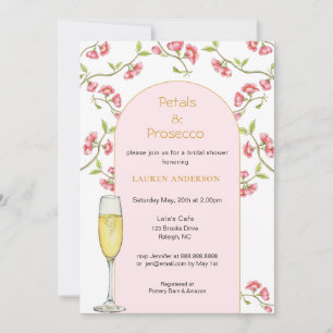 Bloemen en Prosecco Roze & Gouden Bruidsdouche Kaart