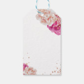 Bloemen en Prosecco Script Glitterende Roze Bloeme Cadeaulabel (Achterkant)