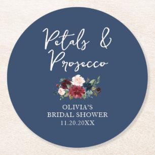 Bloemen en Prosecco Tuin Bloemstuk Bruidsdouche Ronde Kartonnen Onderzetter