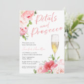 Bloemen en Prosecco |  Watercolor Bruidsdiner Kaart (Staand voorkant)