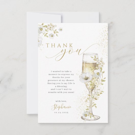 Bloemen en Prosecco Wilde Bloemen Bruidsborrel Bedankkaart (Voorkant)