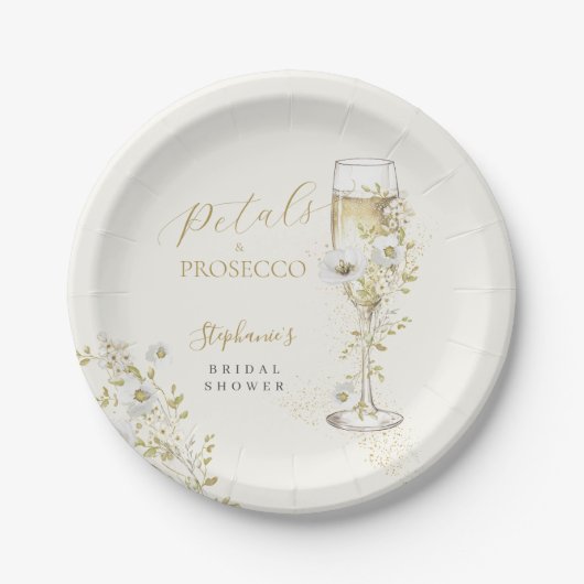 Bloemen en Prosecco Wilde Bloemen Bruidsdiner  Papieren Bordje (Voorkant)