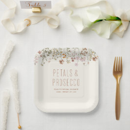 Bloemen en Prosecco Wilde Bloemen Bruidsdiner Papieren Bordje